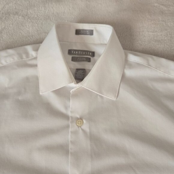 Van Heusen Long Sleeve Dress Poplin Shirt fitted white size 15 (32/33) - Picture 3 of 11